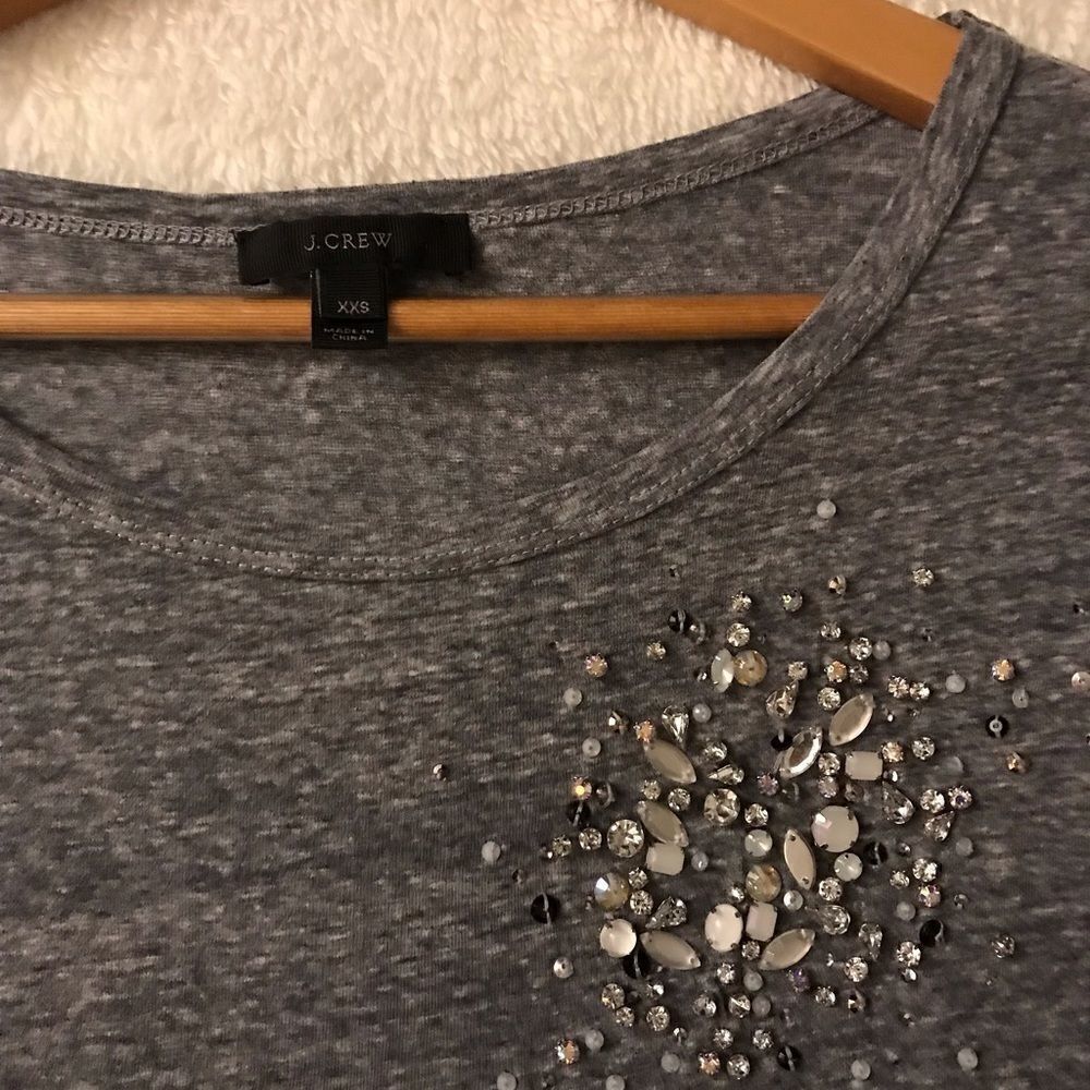 : : J Crew 3/4 sleeve t shirt blouse with jewel detail : : - Picture 10 of 11